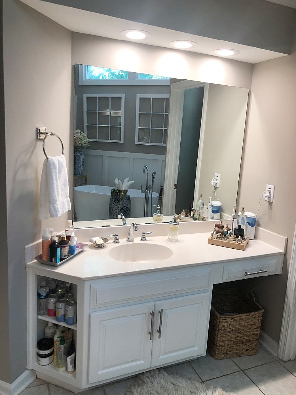 Builder grade bathroom mirror