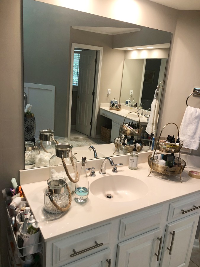 Builder grade bathroom mirror