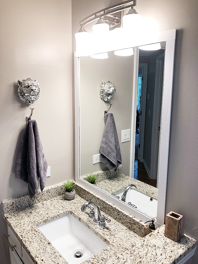 DIY Bathroom Mirror Frame with Molding - The Happier Homemaker