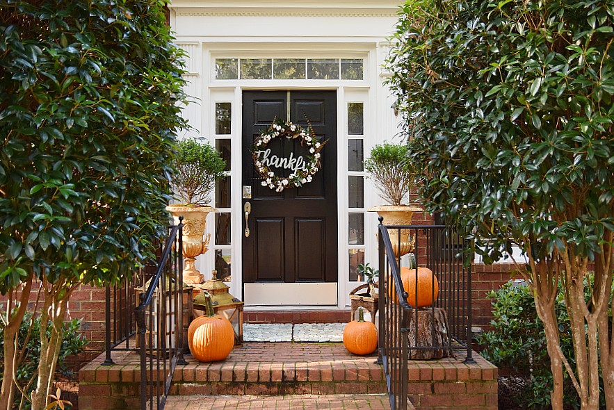 Fall decor front entryway