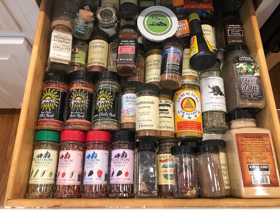 Organized spice drawer